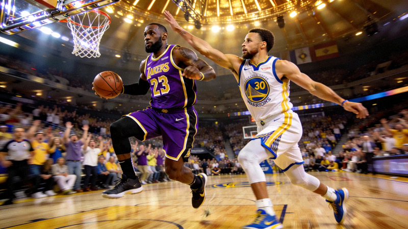 NBA季后赛詹姆斯与库里对决精彩画面